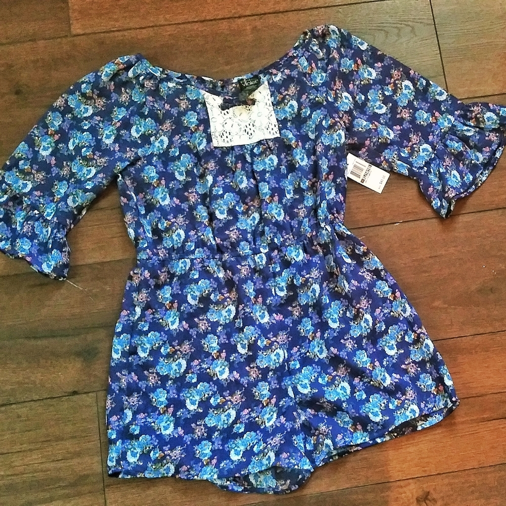 Blue Floral print Romper